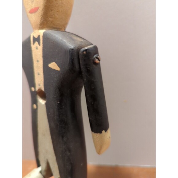 19th Century Folk Art Carved Wood Dancing Dan Articulated Jig Doll Hand Painted - Picture 6 of 11